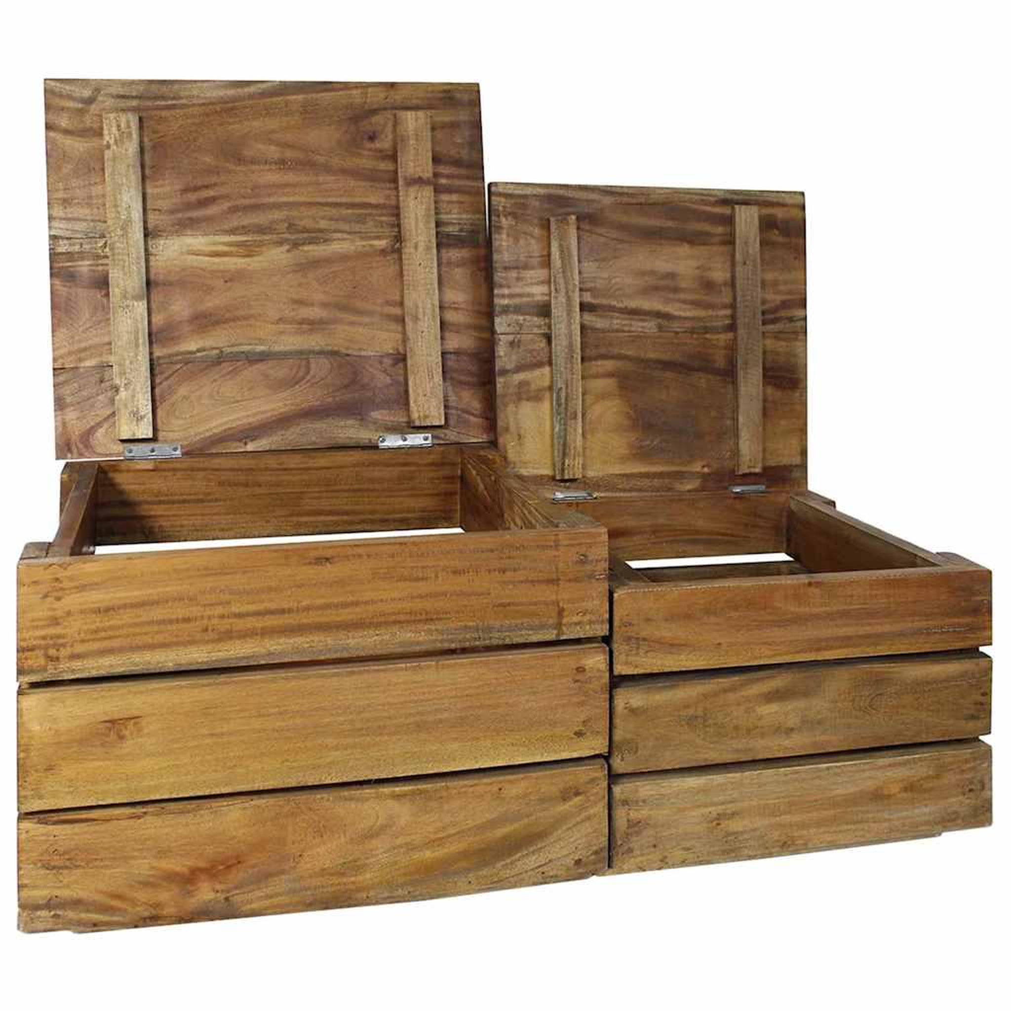 Voir la diapositive 4 : VIDAXL Ensemble de caisse de rangement 2 pcs bois d'acajou massif