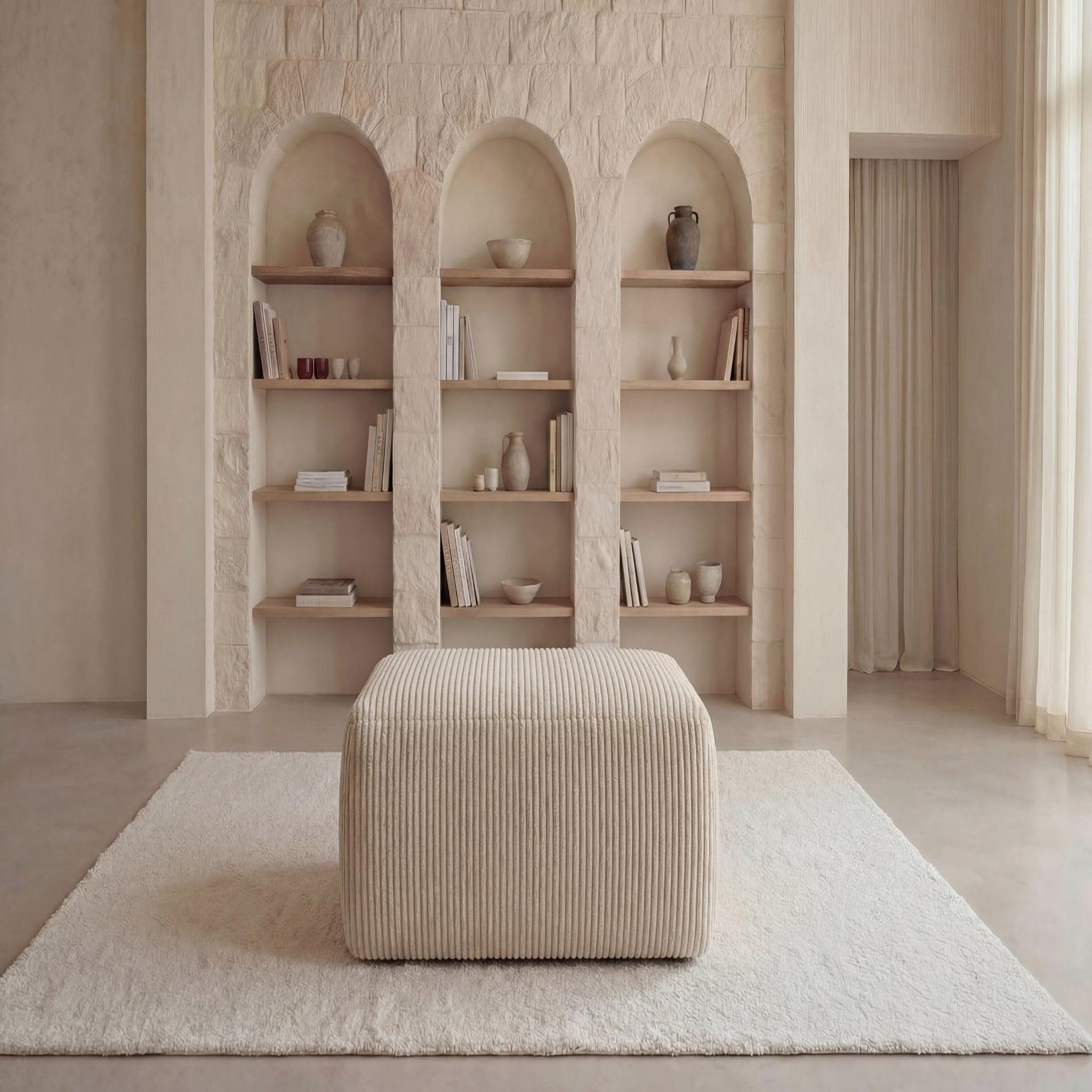 Voir la diapositive 3 : CASANOVA PARIS Olympe - pouf en petit velours côtelé 100x68x42