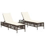 Voir la diapositive 3 : VIDAXL Chaises longues lot de 2 avec table marron resine tressee
