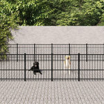 VIDAXL Chenil d'exterieur pour chiens Acier 37,64 m²