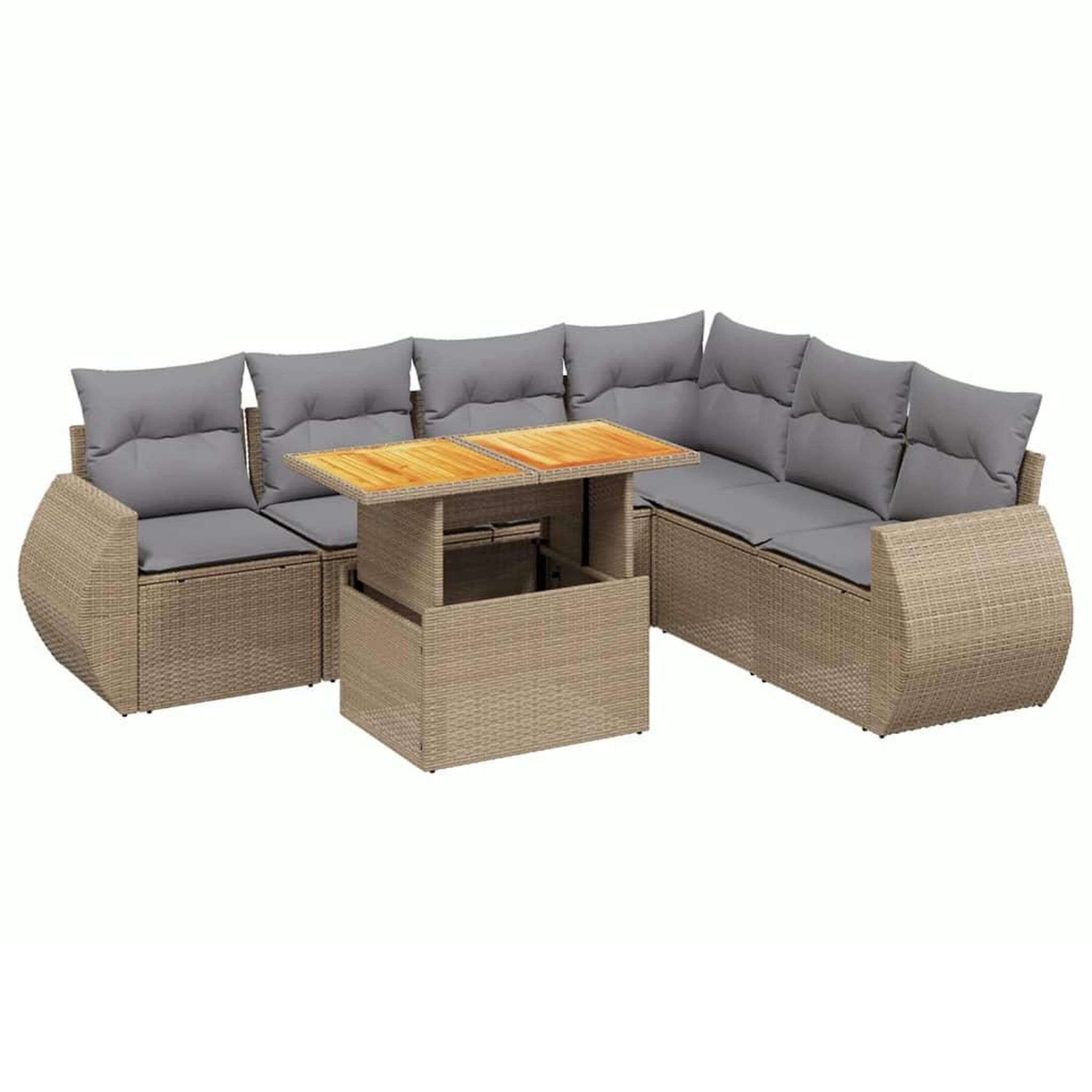 Voir la diapositive 2 : VIDAXL Salon de jardin avec coussins 7 pcs beige resine tressee