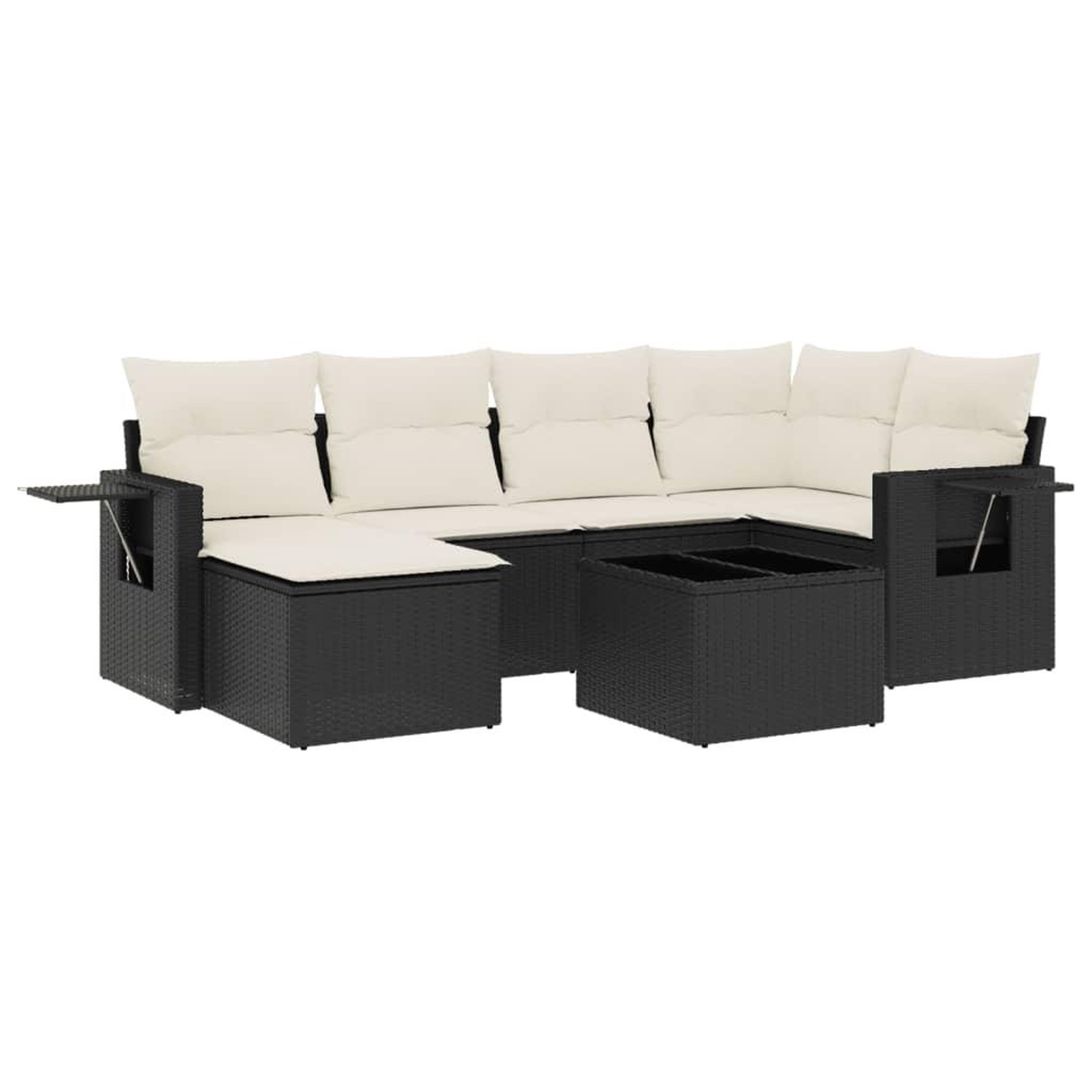 Voir la diapositive 2 : VIDAXL Salon de jardin 7 pcs avec coussins noir resine tressee
