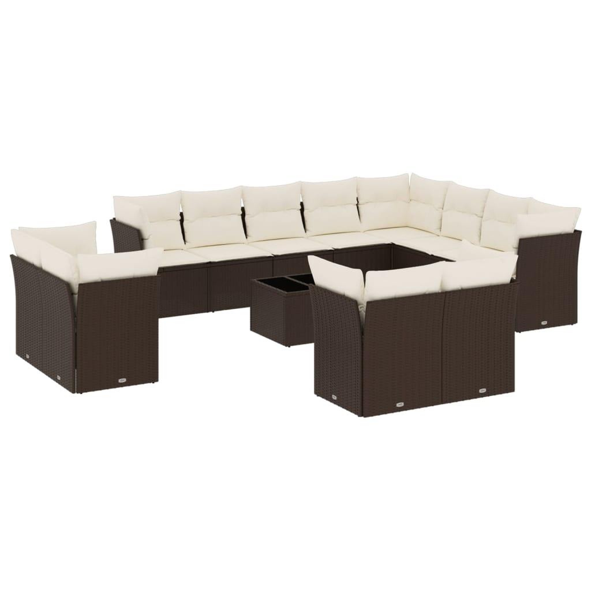 Voir la diapositive 2 : VIDAXL Salon de jardin avec coussins 13 pcs marron resine tressee