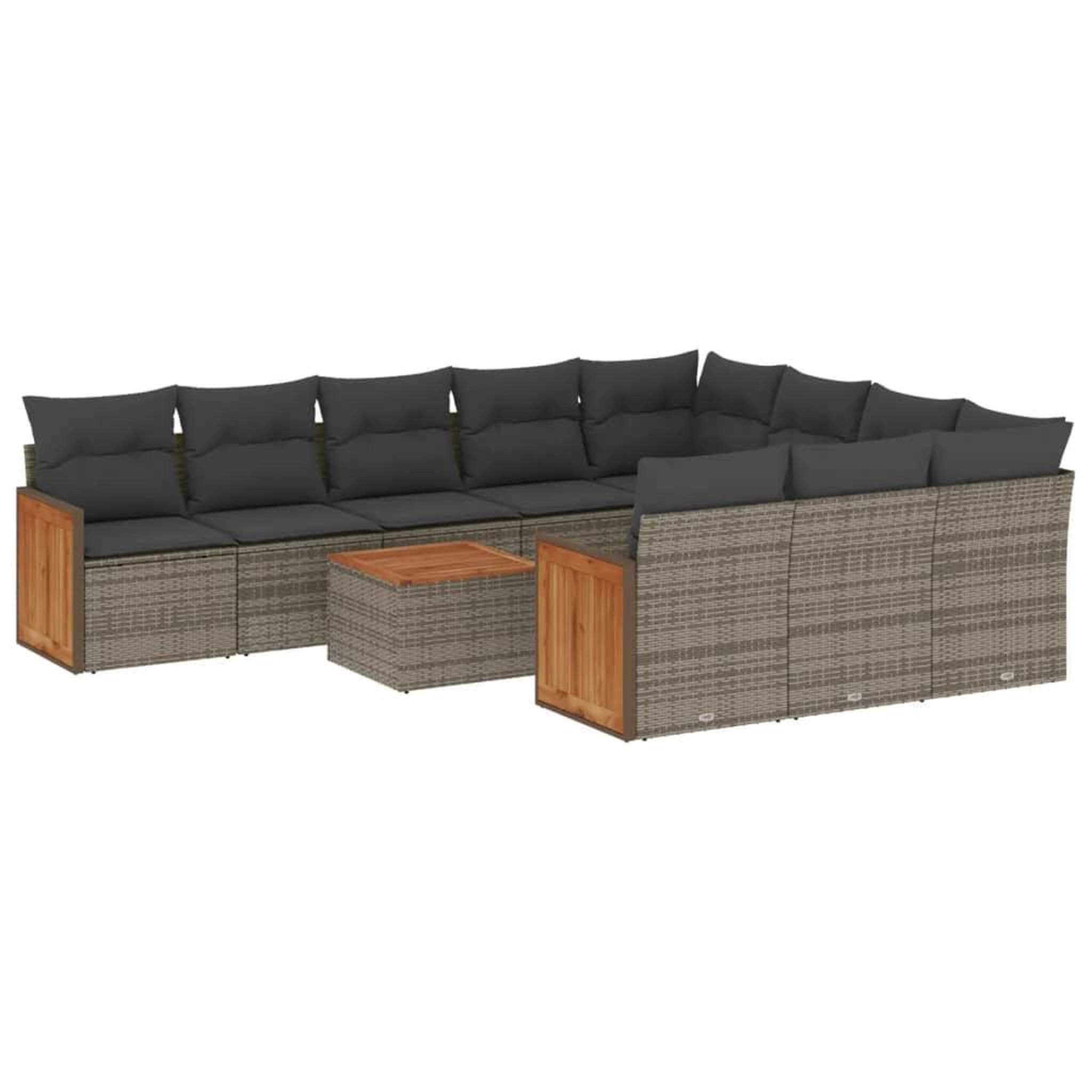 Voir la diapositive 2 : VIDAXL Salon de jardin 11 pcs avec coussins gris resine tressee