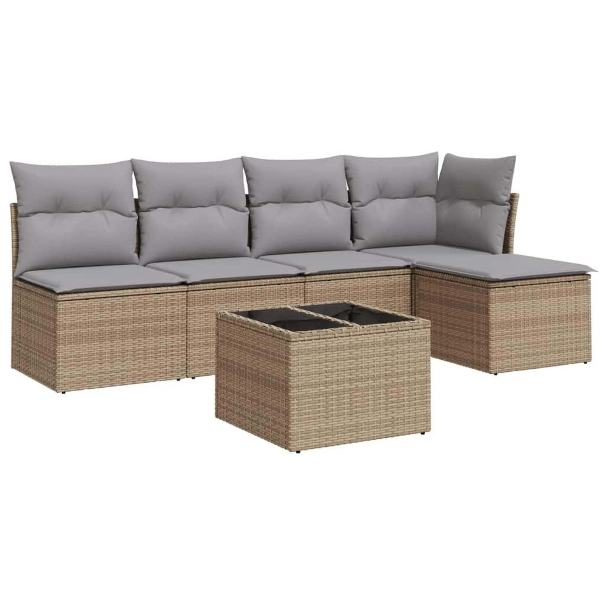 Voir la diapositive 2 : VIDAXL Salon de jardin avec coussins 6 pcs beige resine tressee