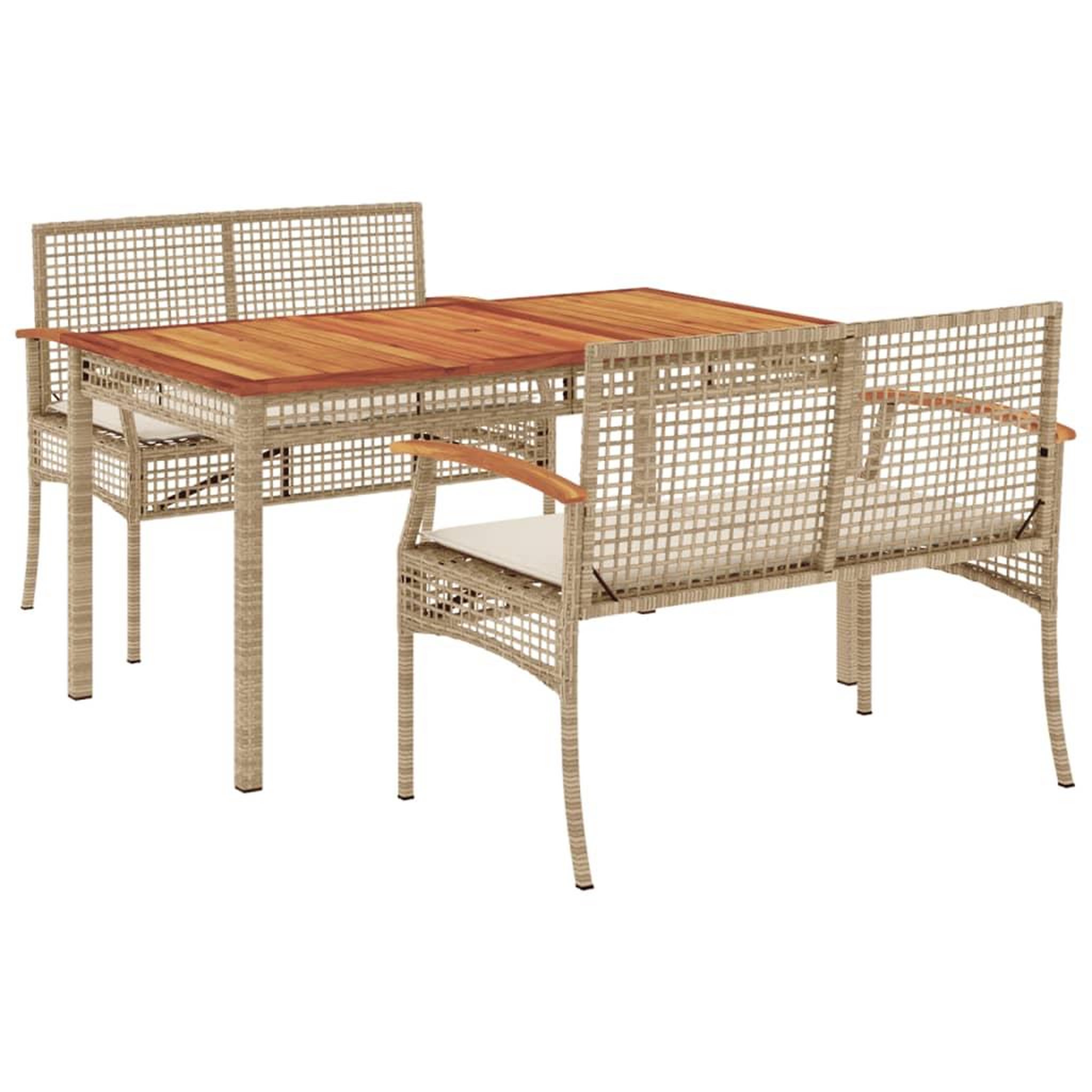 Voir la diapositive 2 : VIDAXL Ensemble a manger de jardin et coussins 3 pcs Beige poly rotin