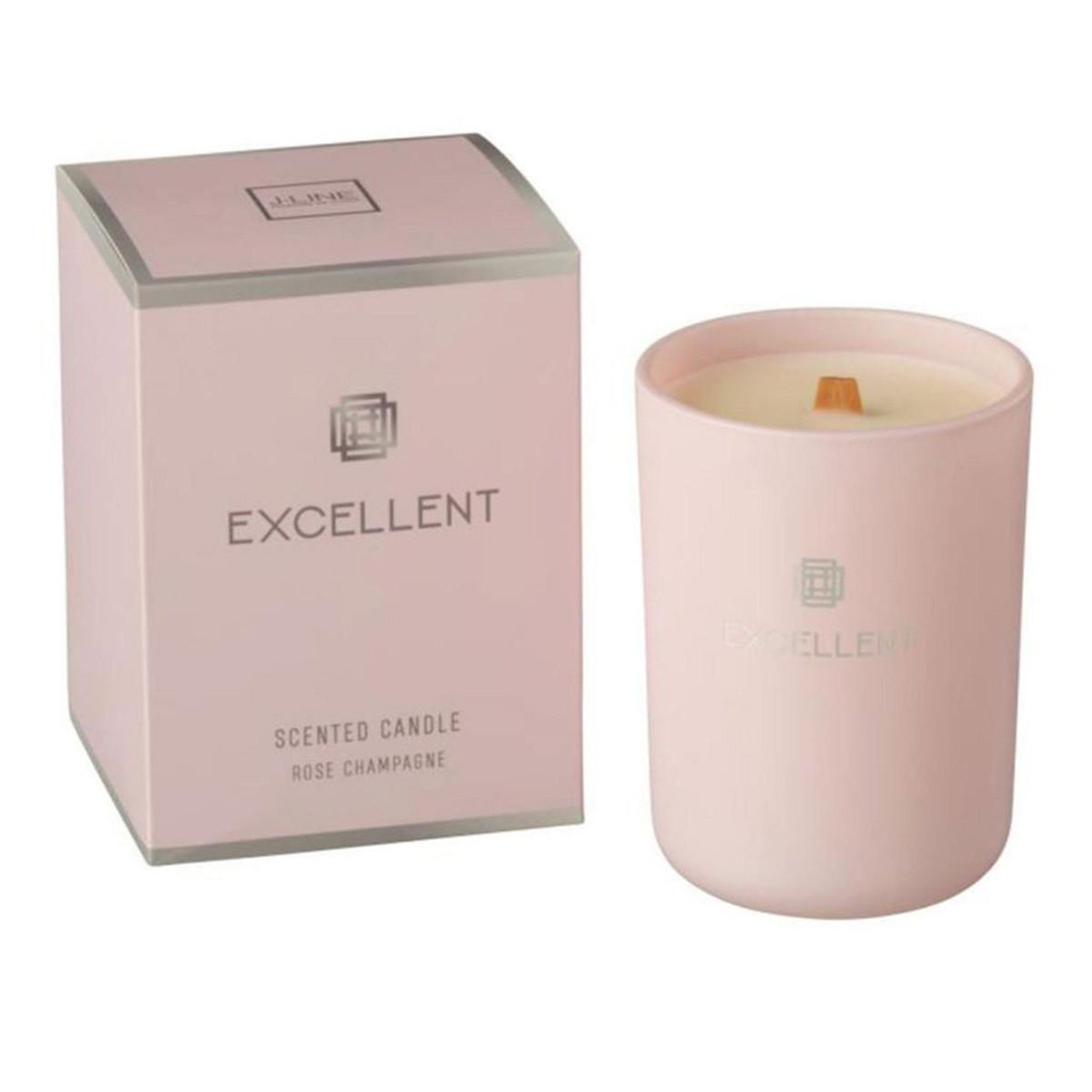 J-LINE Bougie Parfumée en Verre  Excellent  12cm Rose Champagne Pâle