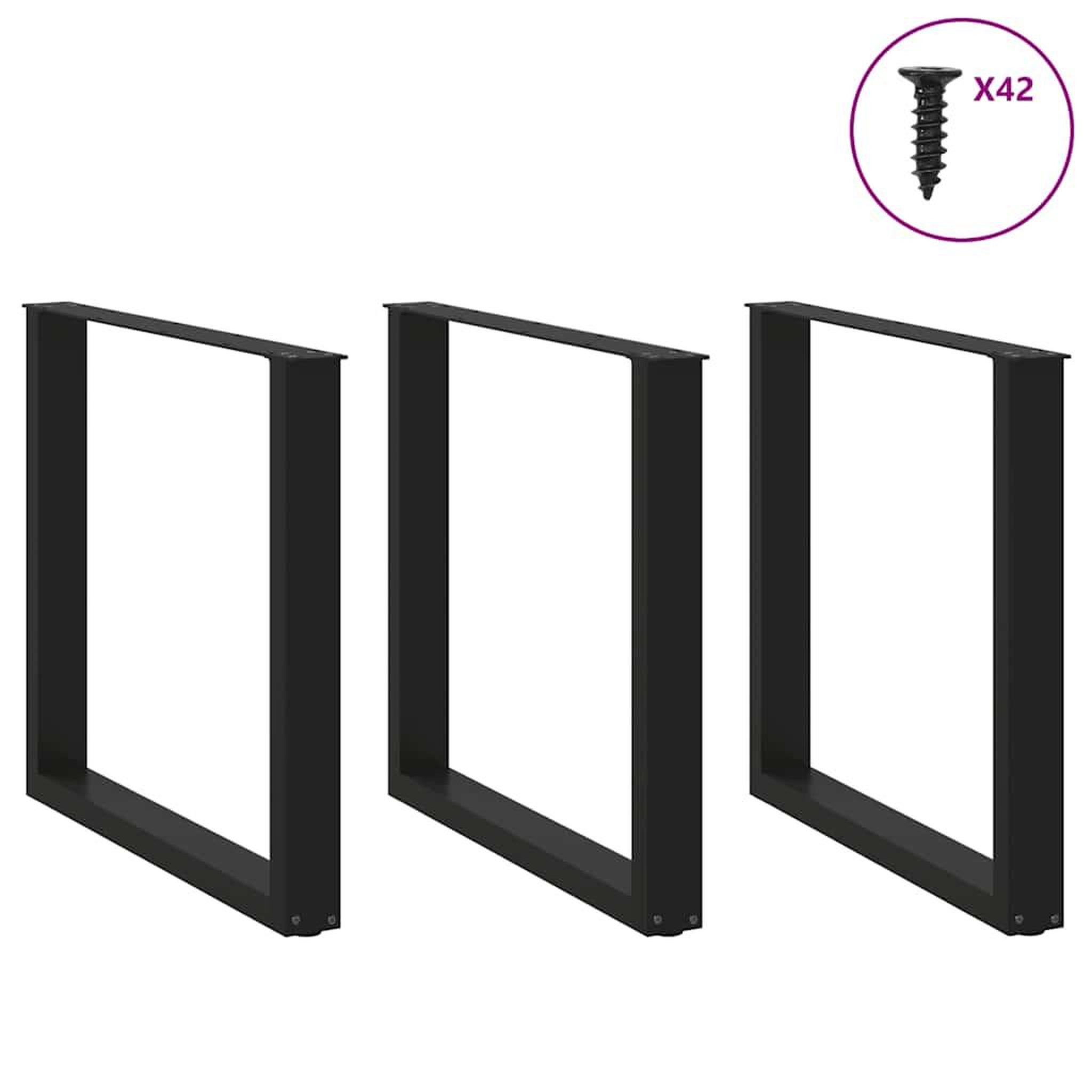 Voir la diapositive 3 : VIDAXL Pieds de table basse forme de U 3 pcs noir 80x(72-73) cm acier