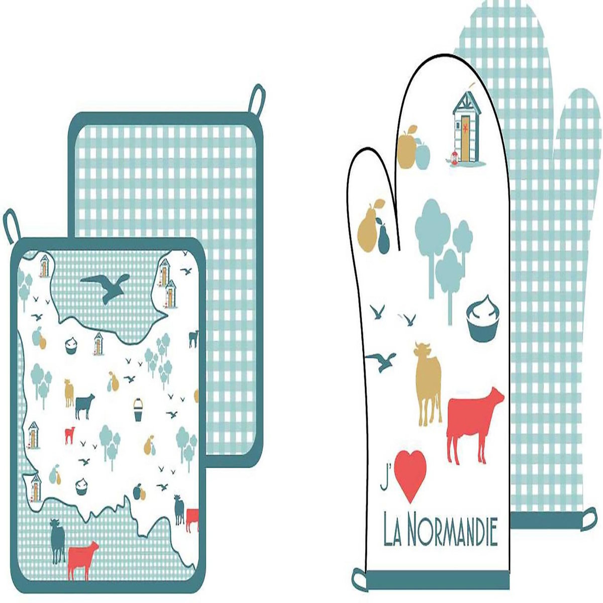 Les Ateliers du Linge Lot gant et manique 100% coton 185gsm cap normand