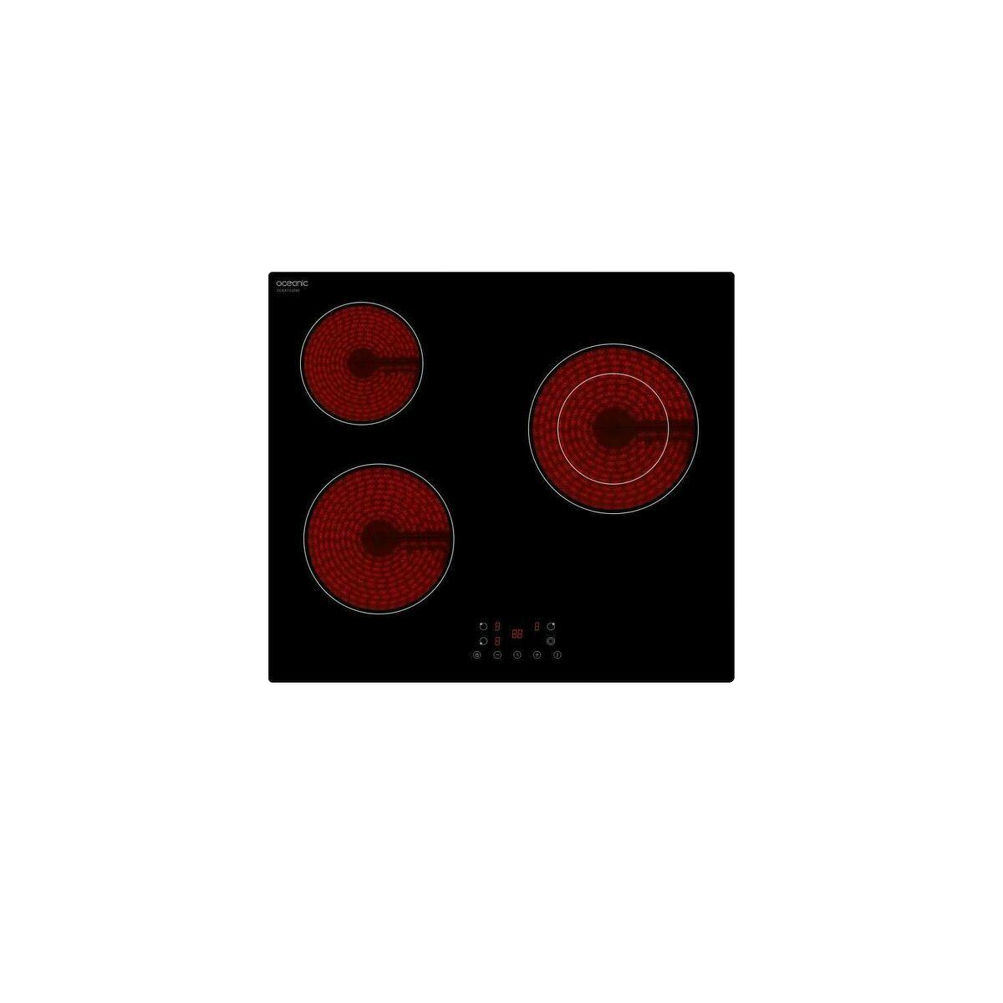 Voir la diapositive 2 : OCEANIC Plaque de cuisson céramique 3 zones 5200W 60 cm