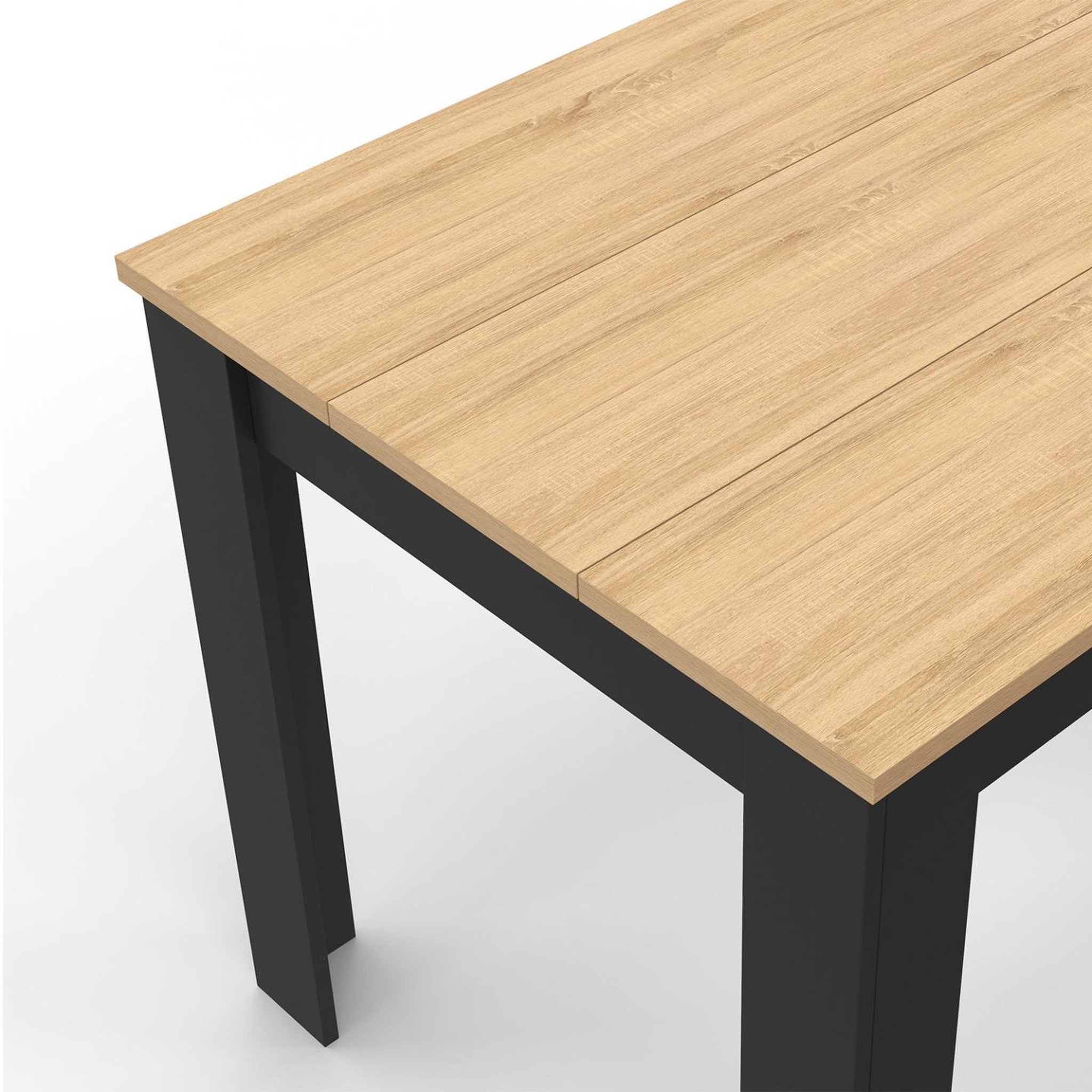Voir la diapositive 6 : ID MARKET Table à manger rectangle rozy 4 personnes noire plateau façon hêtre 110 cm