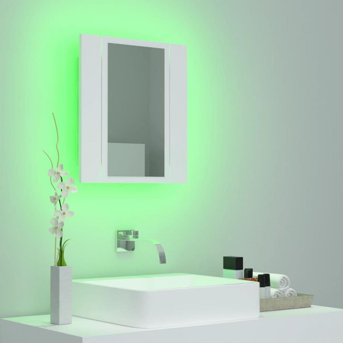 VIDAXL Armoire salle de bain a miroir LED Blanc 40x12x45 cm Acrylique
