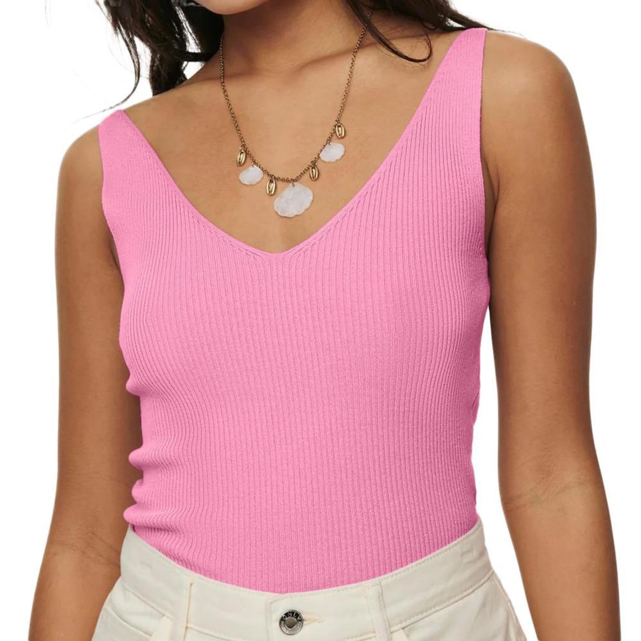 JACQUELINE DE YONG Débardeur en Maille Rose Femme JDY Nanna 15180497. Coloris disponibles : Rose