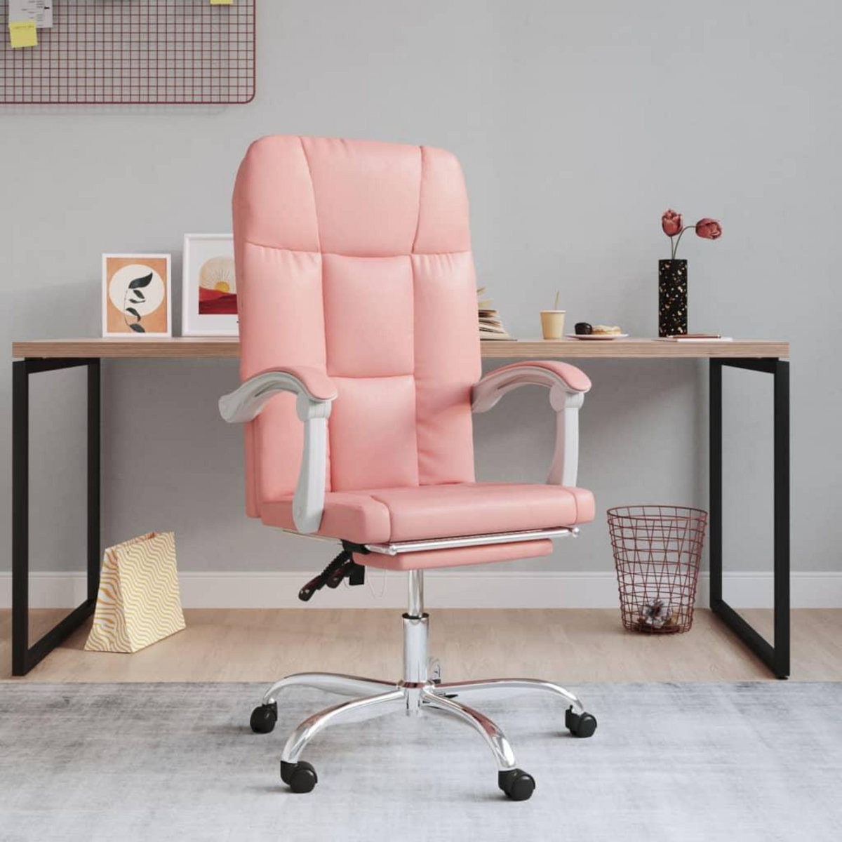 VIDAXL Fauteuil inclinable de bureau Rose Similicuir