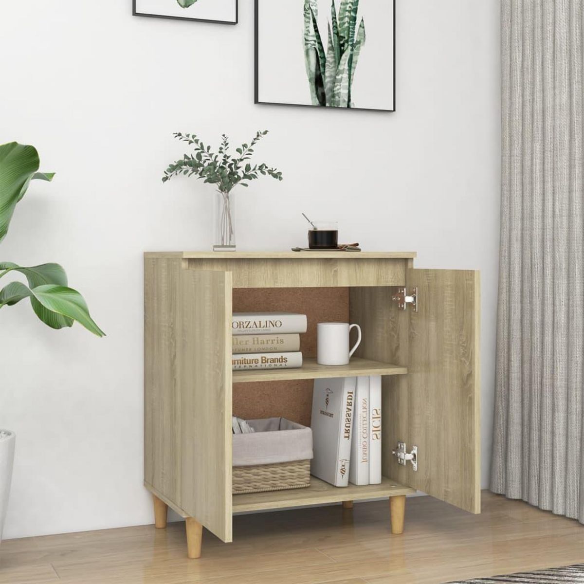 VIDAXL Buffet avec pieds en bois Chene sonoma Bois d'ingenierie