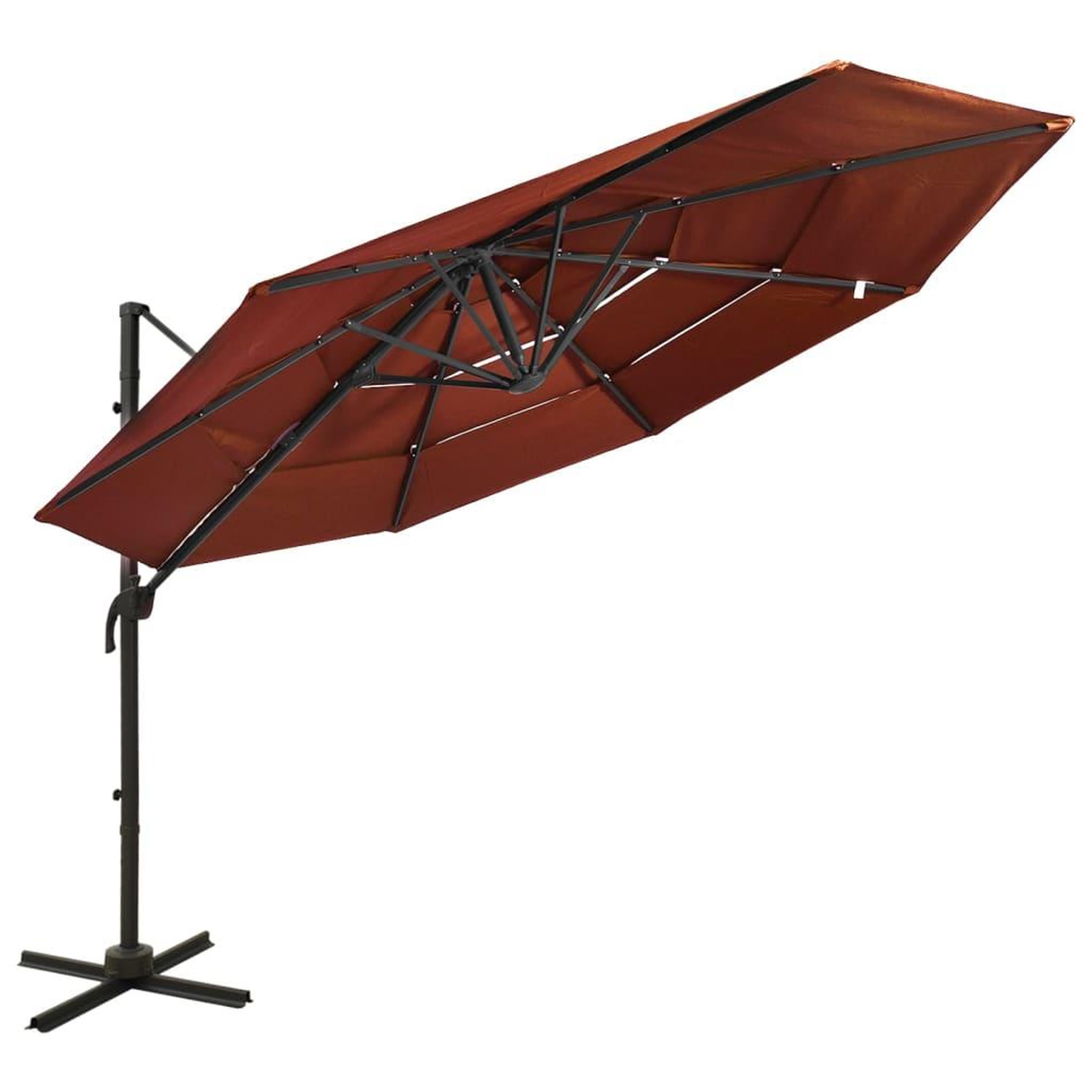 Voir la diapositive 1 : VIDAXL Parasol de jardin a 4 niveaux avec mat en aluminium terre cuite