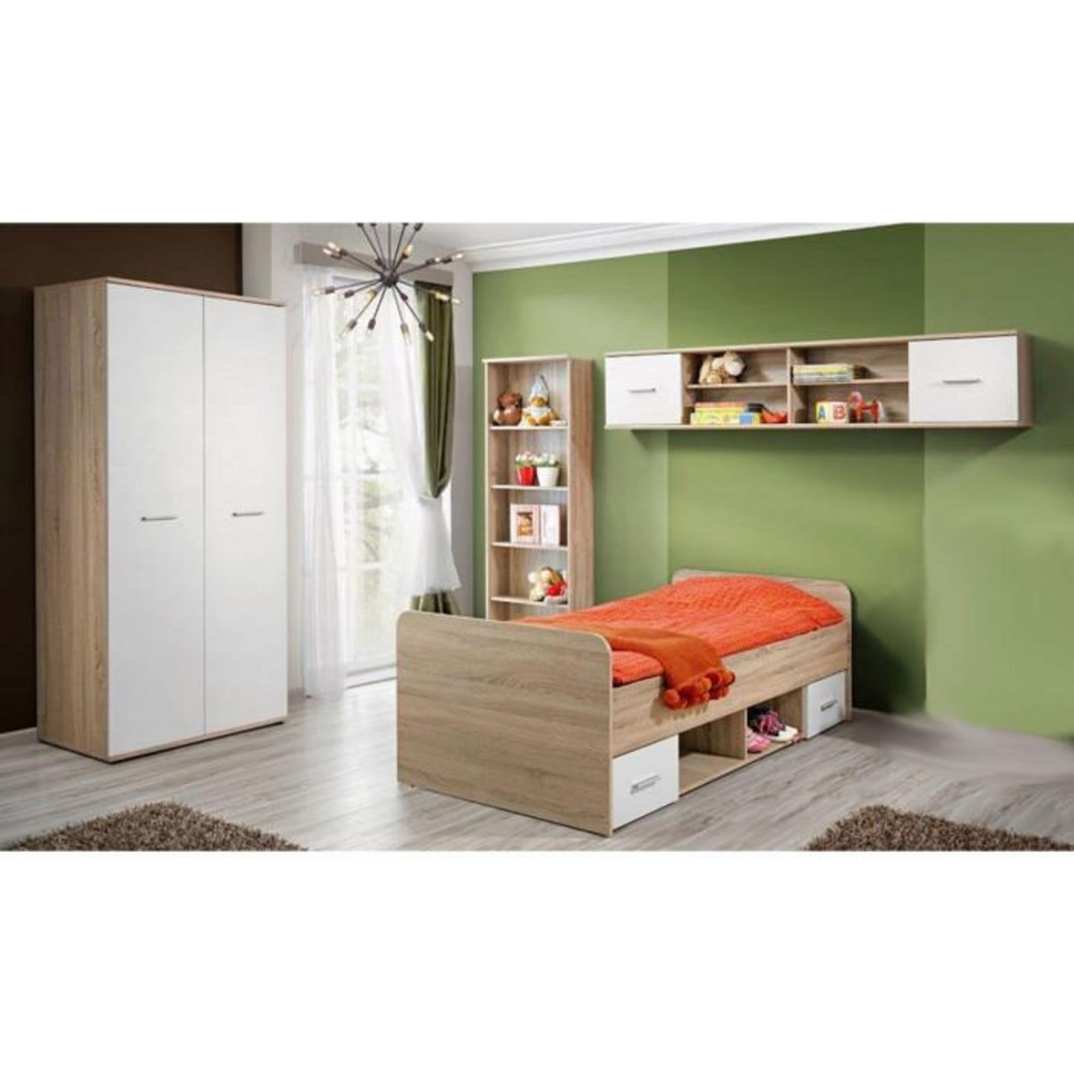 Paris Prix Chambre Complète Enfant 4P  Dino I  Chêne & Blanc