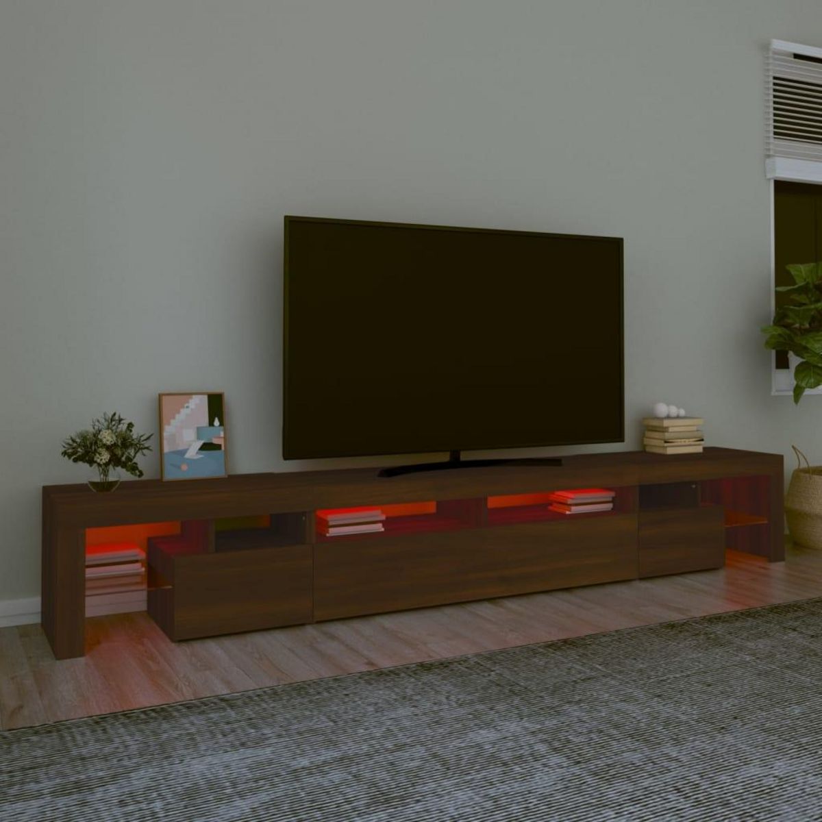 VIDAXL Meuble TV avec lumieres LED Chene marron 260x36,5x40 cm