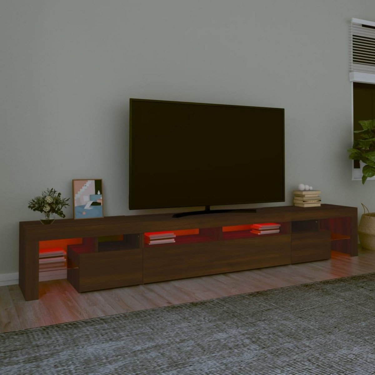 VIDAXL Meuble TV avec lumieres LED Chene marron 260x36,5x40 cm