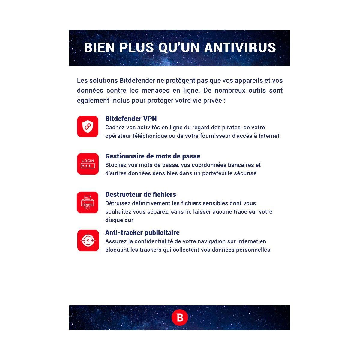BITDEFENDER Logiciel antivirus et optimisation Internet Security  - 1 an - 1 poste