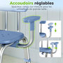 Voir la diapositive 5 : HOMCOM Chaise de douche réglable avec accoudoirs dossier alu HDPE bleu
