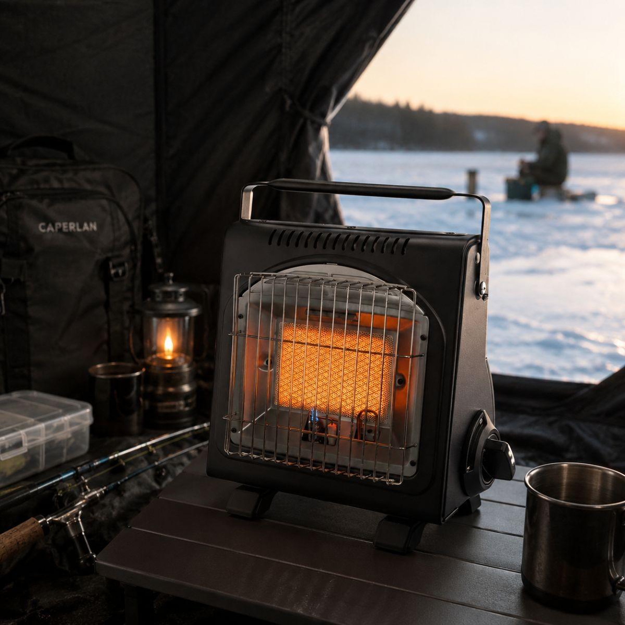 Voir la diapositive 6 : INTEC Chauffage à gaz portable 1700w fuego – chauffage gaz céramique pour extérieur, pêche, camping anti-basculement fusible ods intec