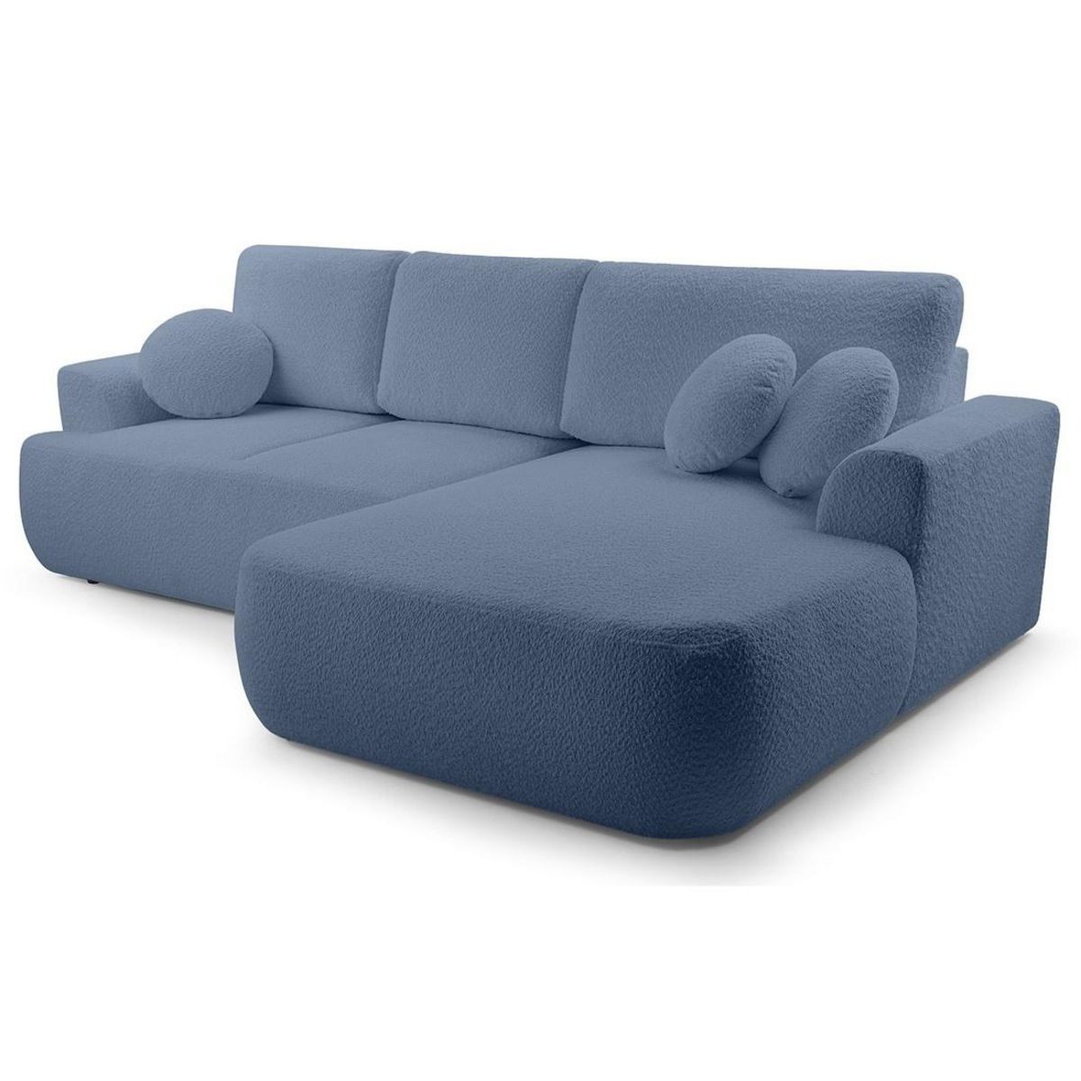 BEST MOBILIER Candela - canapé d'angle droit 4 places - convertible avec coffre - en tissu bouclette