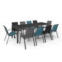 Voir la diapositive 1 : ID MARKET Salon de jardin MADRID table 240 CM et 10 chaises empilables mix color bleu, gris et noir