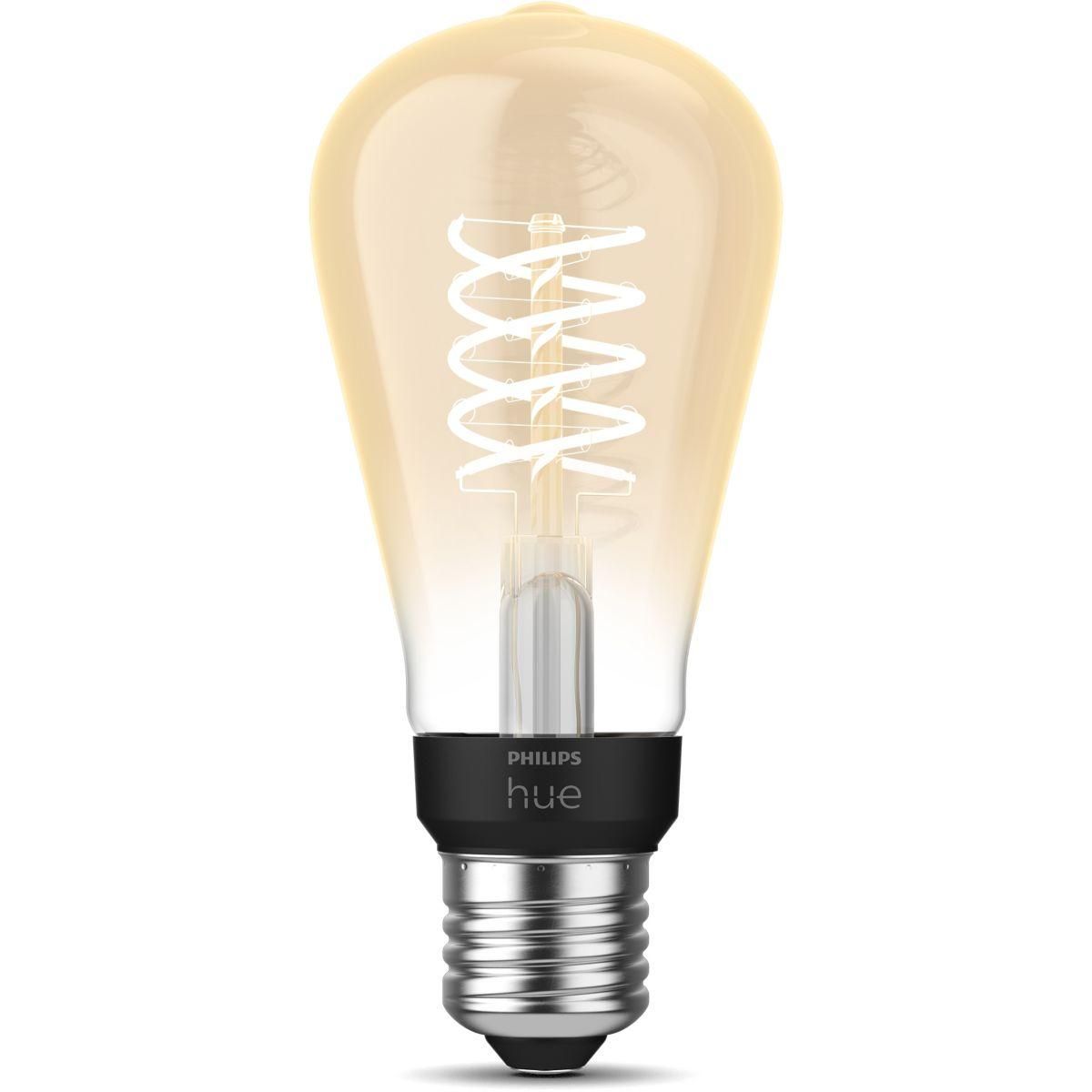 Philips Ampoule LED connectée HUE White E27 9W Filament Edison