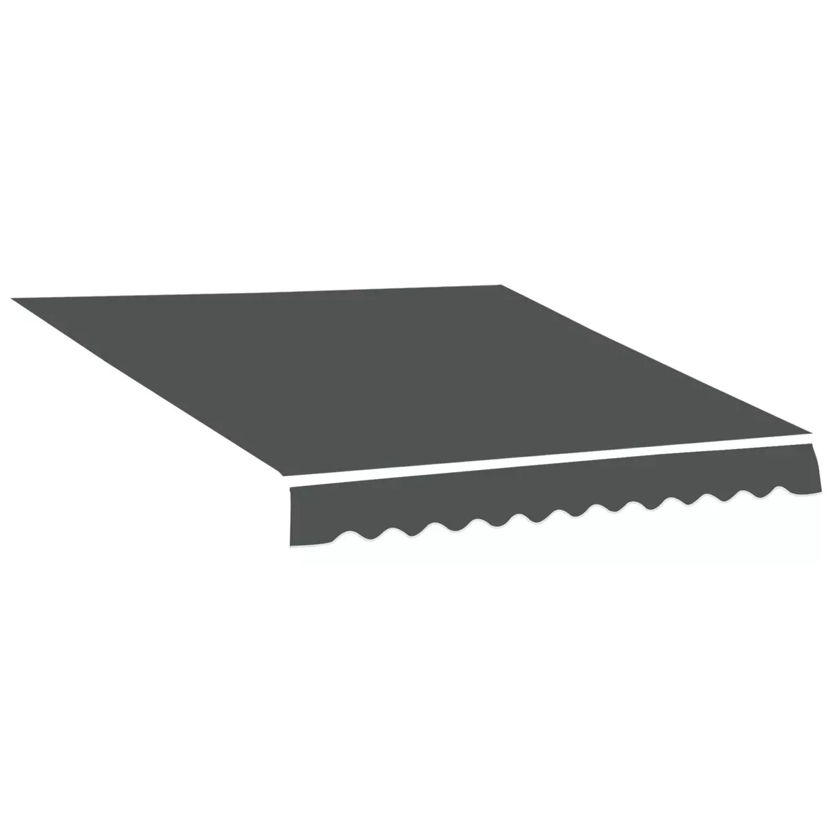 OUTSUNNY Toile de rechange store banne - lambrequin vagues douces - polyester haute densité 280 g/m² anti-UV dim. 3,82L x 2,4l (avancée) m gris