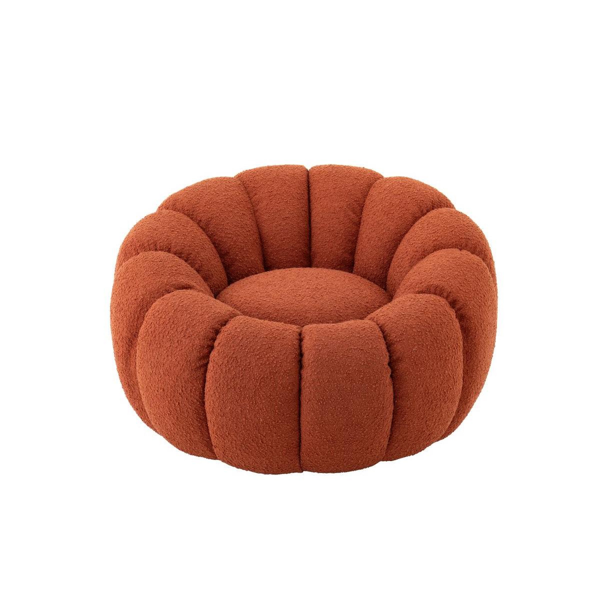 Voir la diapositive 2 : J-LINE Fauteuil coquillage en tissu  fleur  101cm rouille