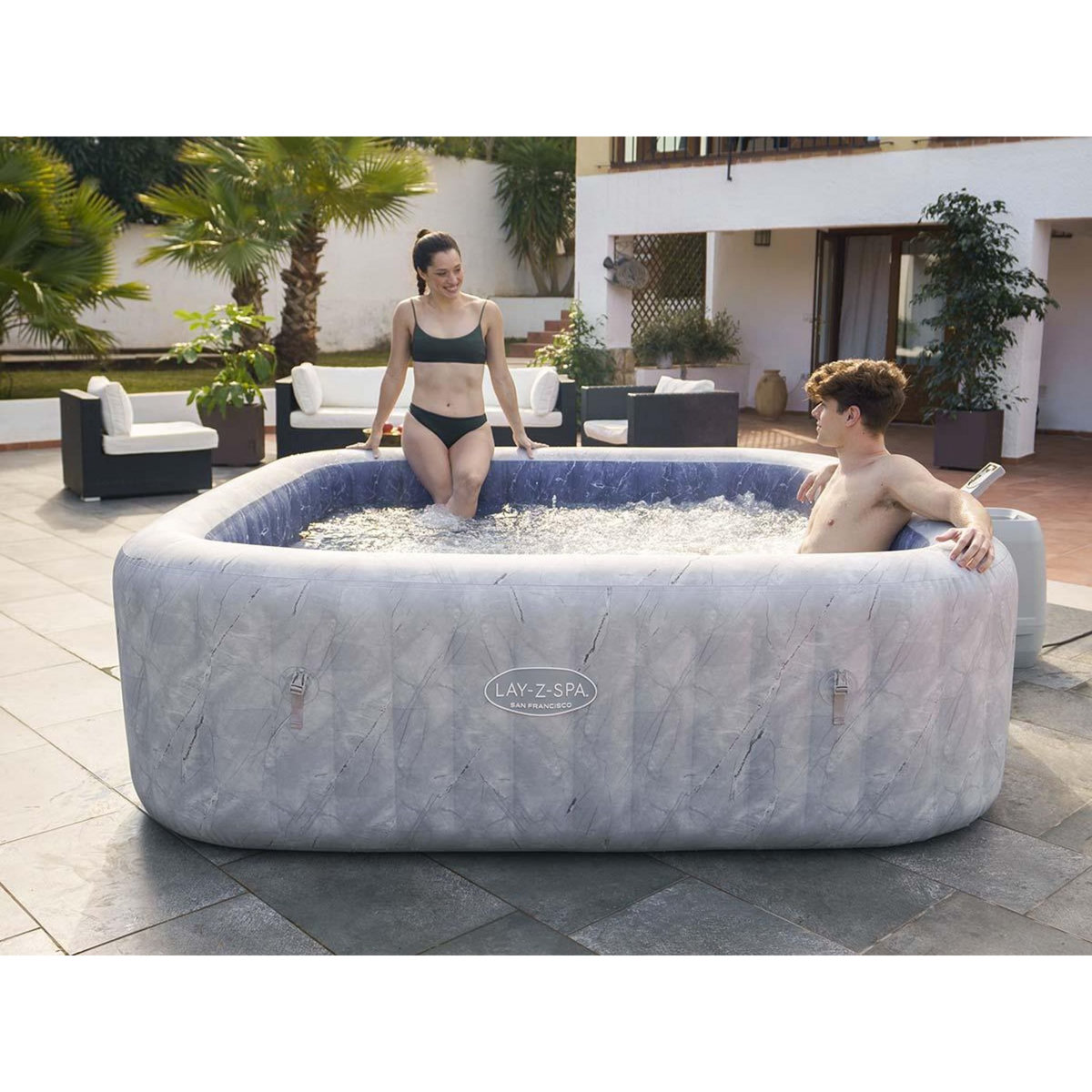 BESTWAY Spa gonflable Lay-Z-Spa San Francisco carré Hydrojet 5/7 places - Bestway