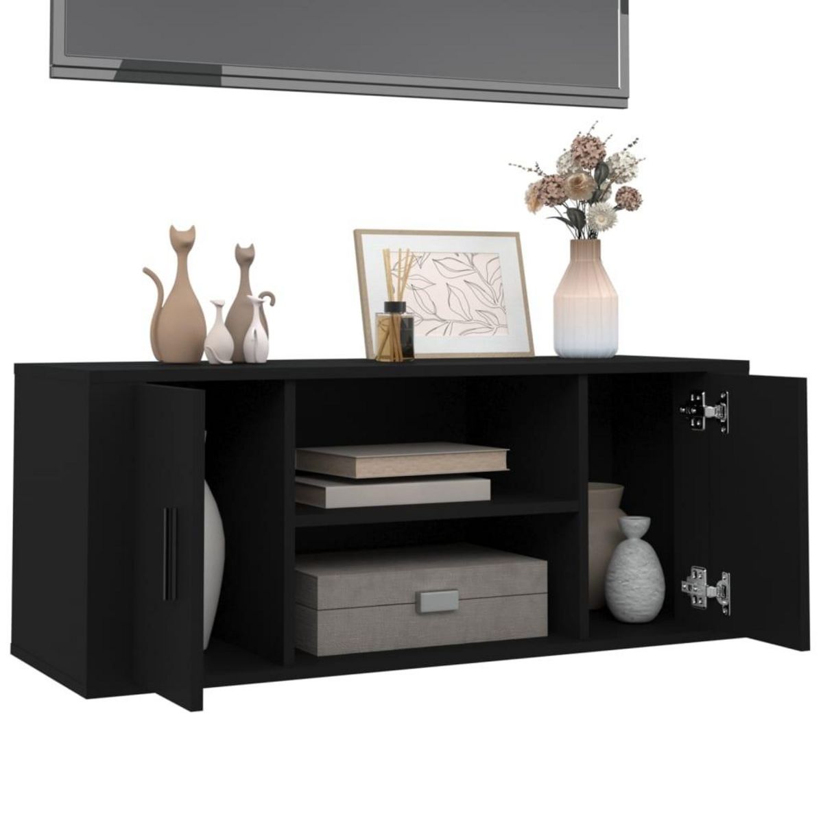 VIDAXL Meuble TV Noir 100x35x40 cm Bois d'ingenierie