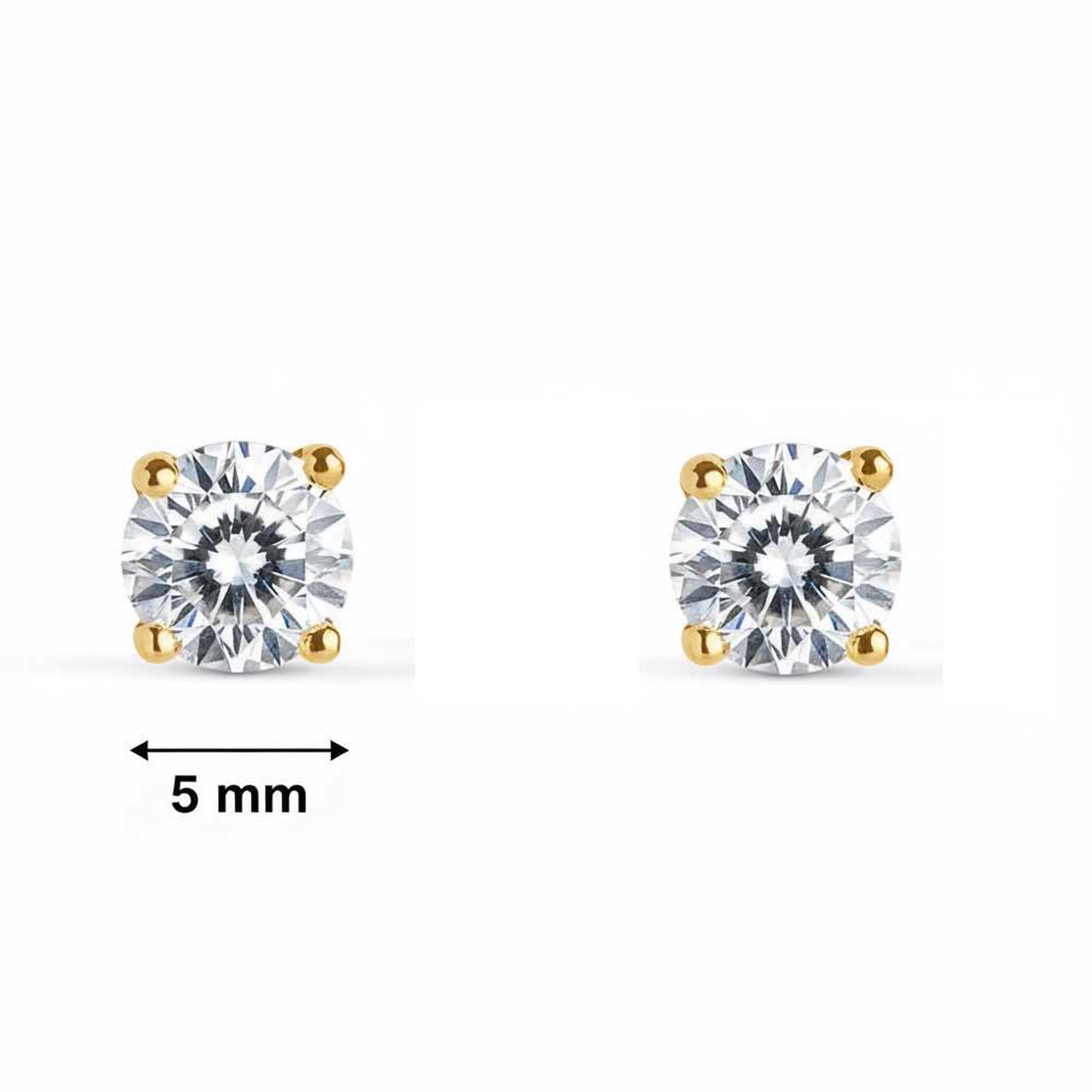 Voir la diapositive 3 : L'ATELIER D'AZUR Boucles d'Oreilles Puces Solitaires Diamants de Synthèse 1 Carat - Or 18 Carats 750 Jaune