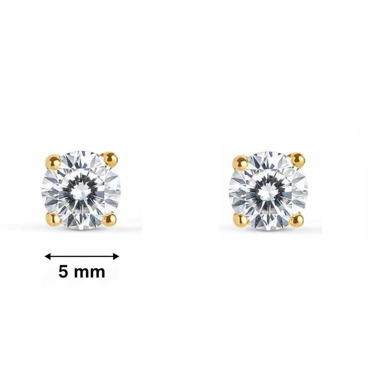 L'ATELIER D'AZUR Boucles d'Oreilles Puces Solitaires Diamants de Synthèse 1 Carat - Or 18 Carats 750 Jaune