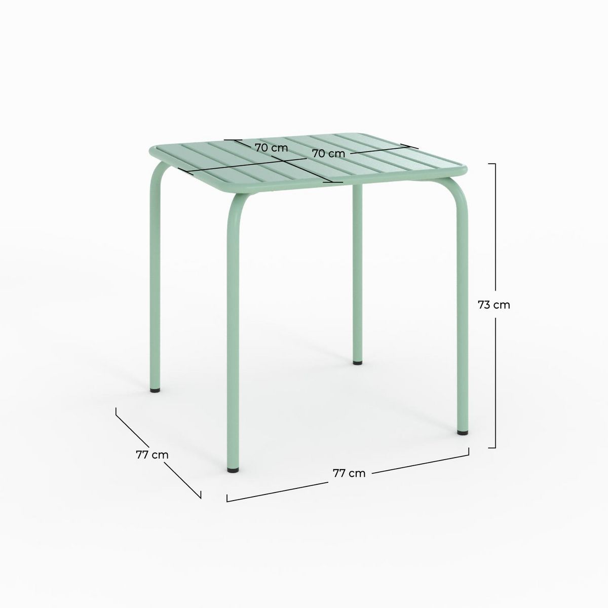 Rendez vous déco Table de jardin carrée en métal vert clair - Yumi
