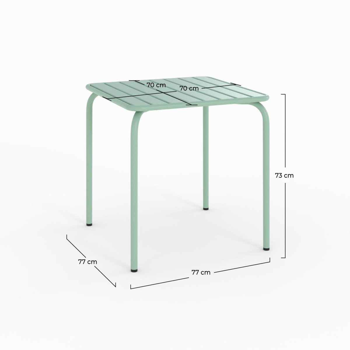 Rendez vous déco Table de jardin carrée en métal vert clair - Yumi