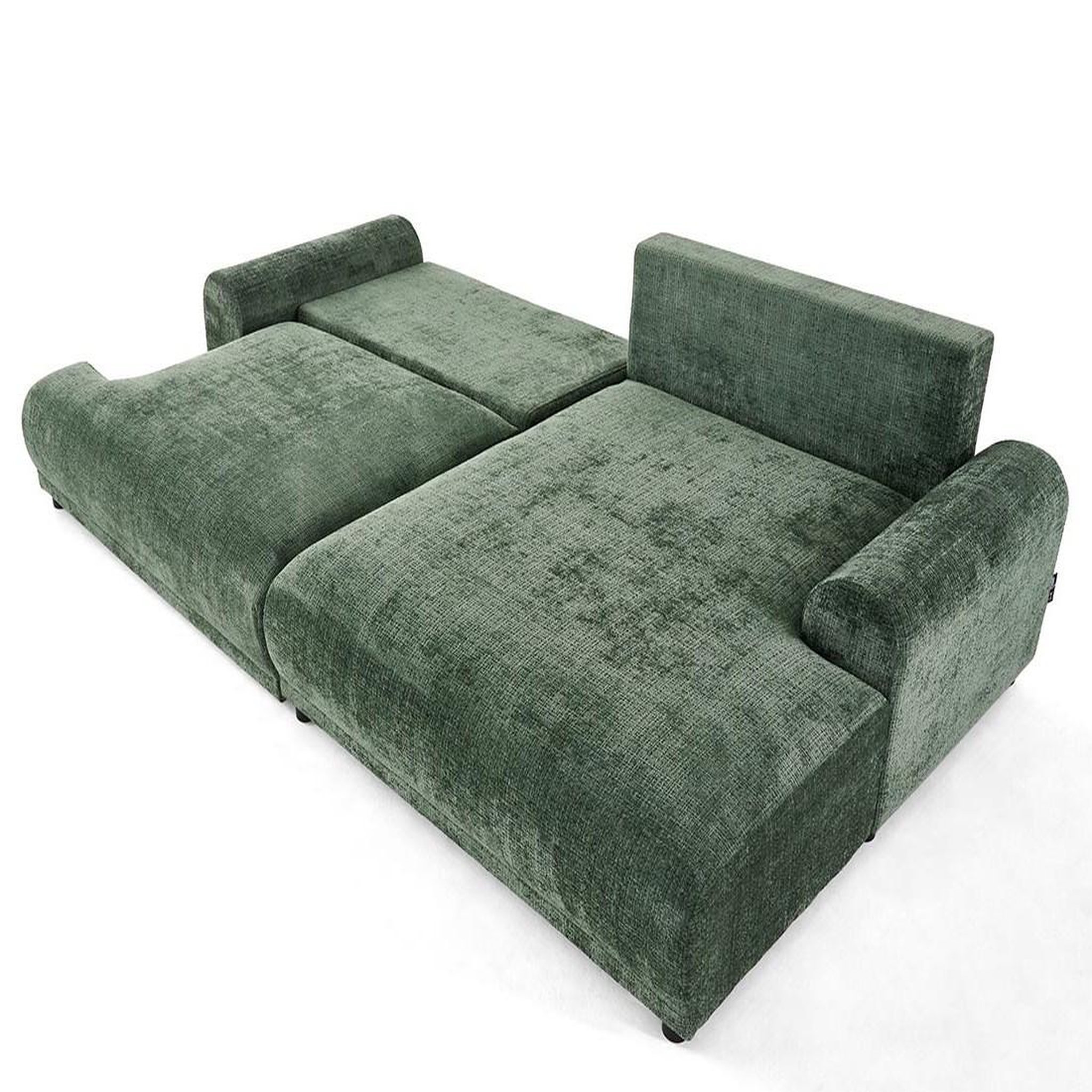 Voir la diapositive 2 : BEST MOBILIER Nelly - canapé d'angle droit 4 places convertible avec coffre en velours texturé