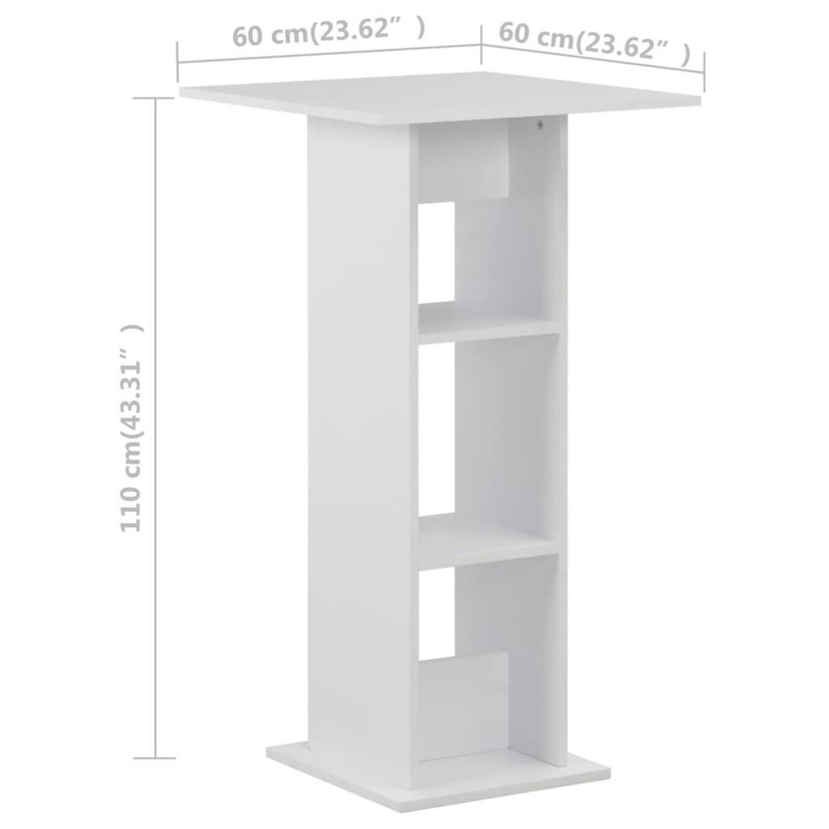 VIDAXL Table de bar Blanc 60x60x110 cm