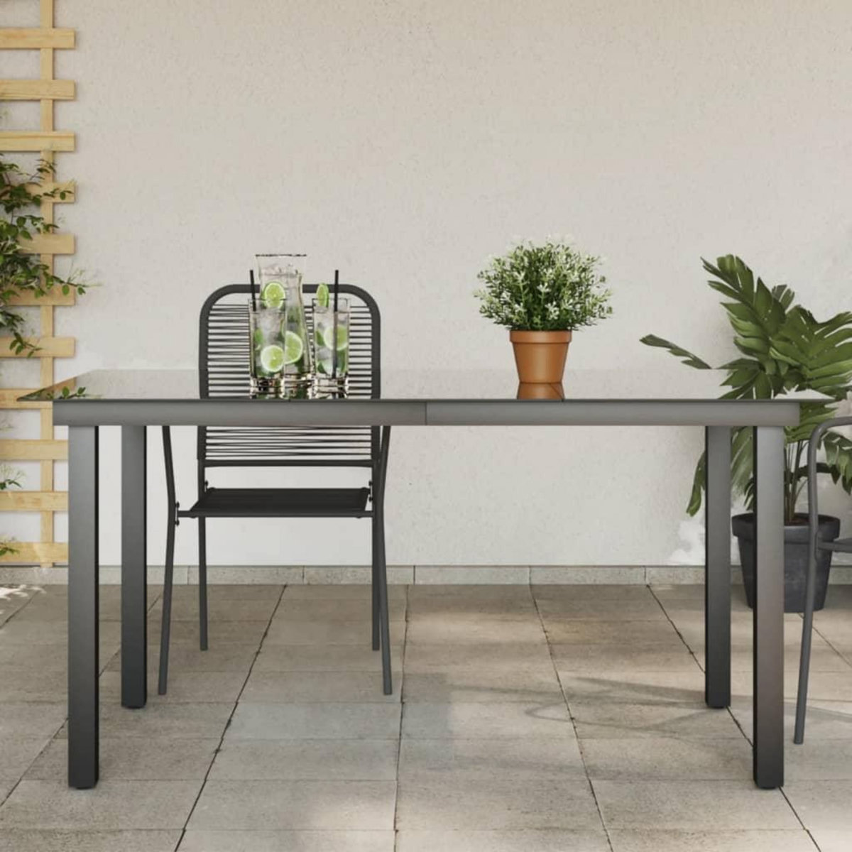 VIDAXL Table de jardin Noir 150x90x74 cm Aluminium et verre