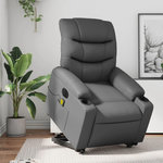 VIDAXL Fauteuil inclinable de massage electrique gris similicuir