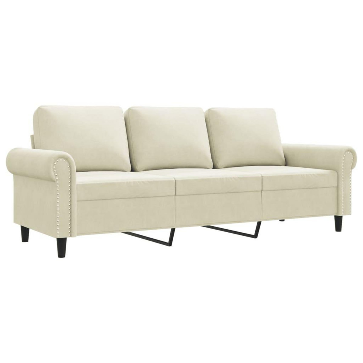 VIDAXL Canape a 3 places Creme 180 cm Velours