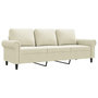 Voir la diapositive 2 : VIDAXL Canape a 3 places Creme 180 cm Velours