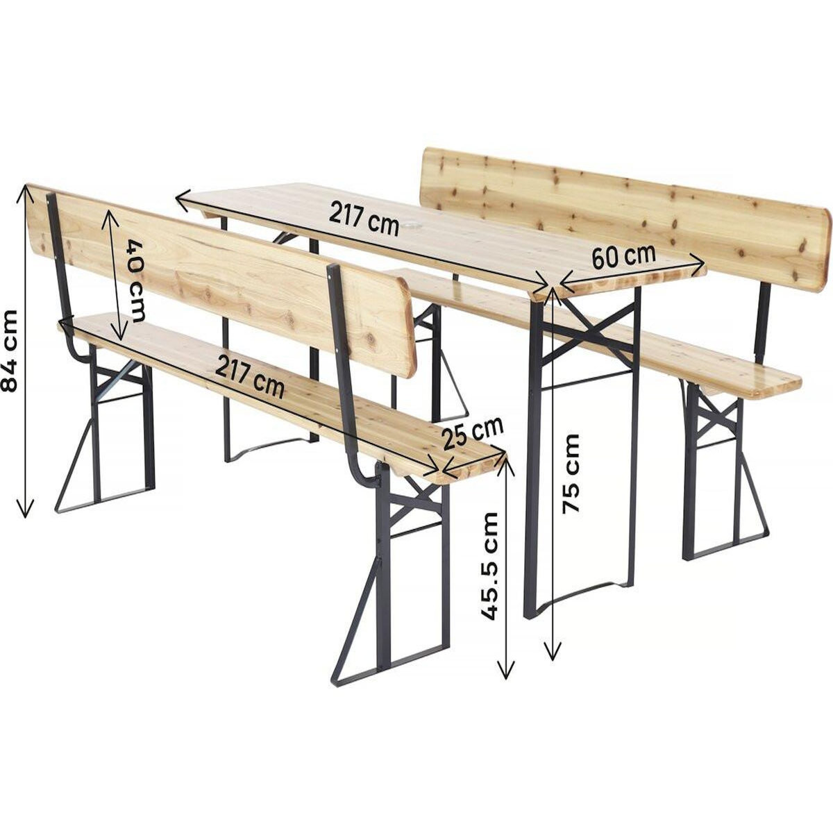 Habitat et Jardin Salon de jardin set brasserie en bois avec dossier  Lisbonne  - 220 cm - Marron