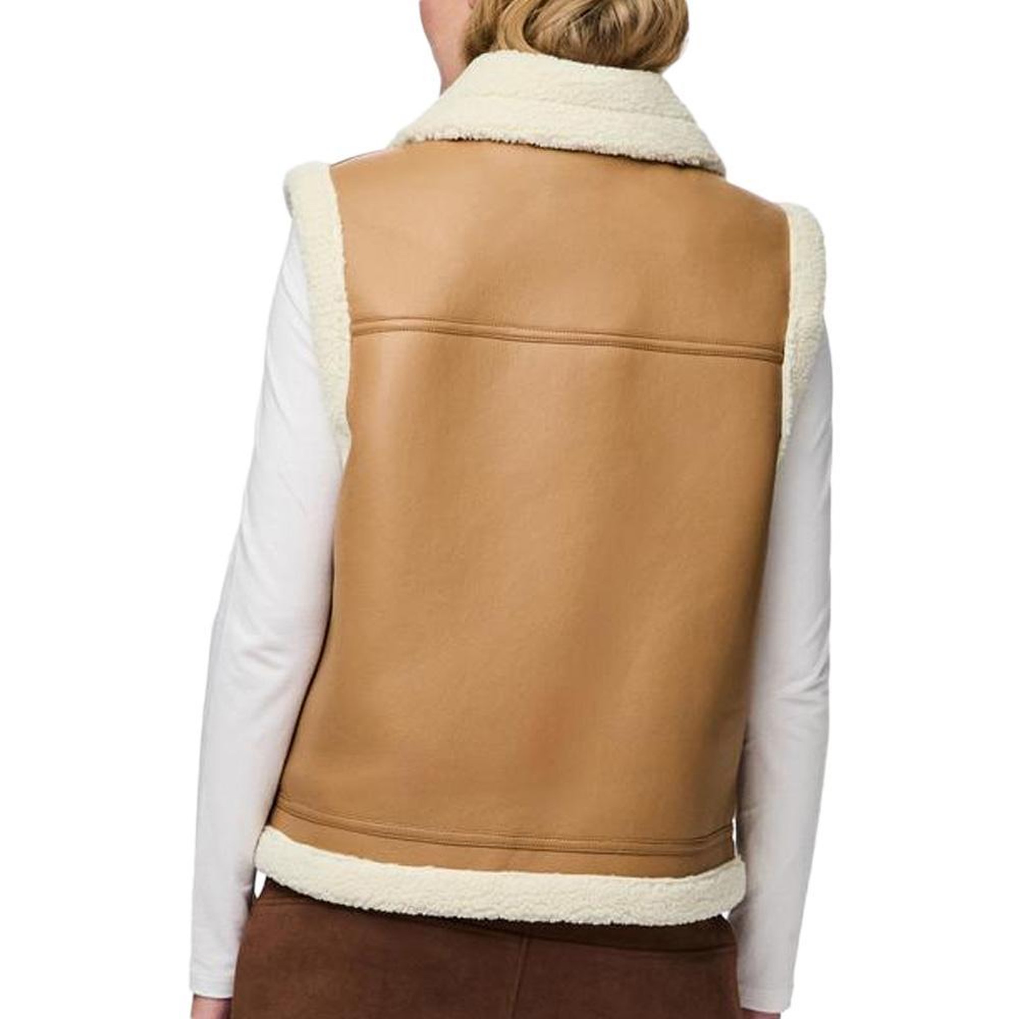 Voir la diapositive 2 : Pieces Veste Bombardier Sans Manches Camel Femme Pieces Janelle Teddy