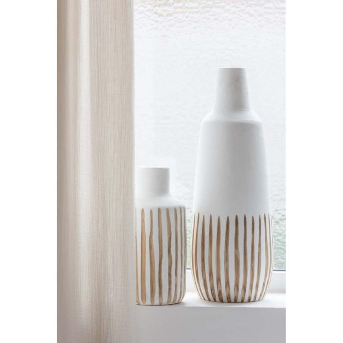 Paris Prix Vase Design en Bois  Ying  33cm Blanc & Naturel