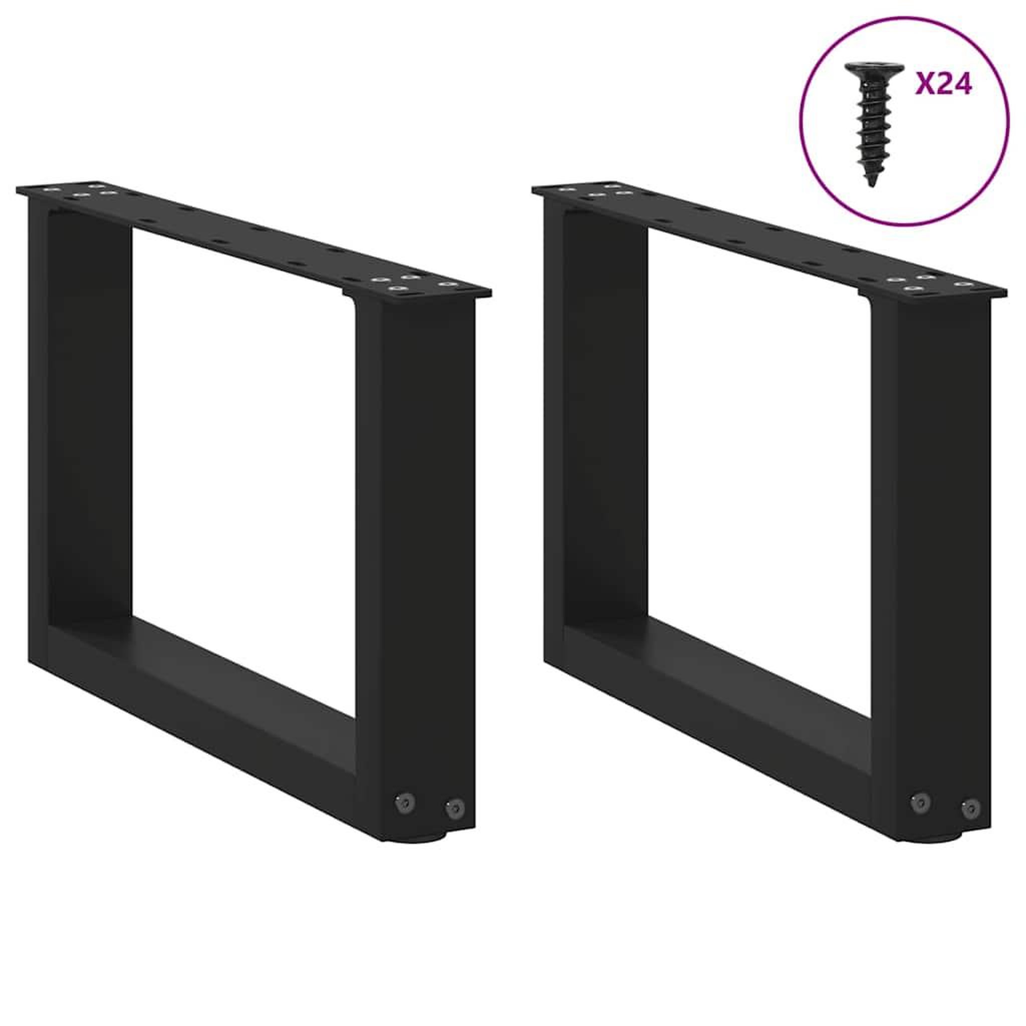 Voir la diapositive 3 : VIDAXL Pieds de table basse forme de U 2 pcs noir 50x(30-31) cm acier