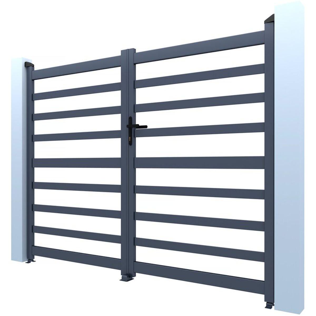 Habitat et Jardin Portail aluminium ajouré  Martin  - 300 x 140 cm - Gris