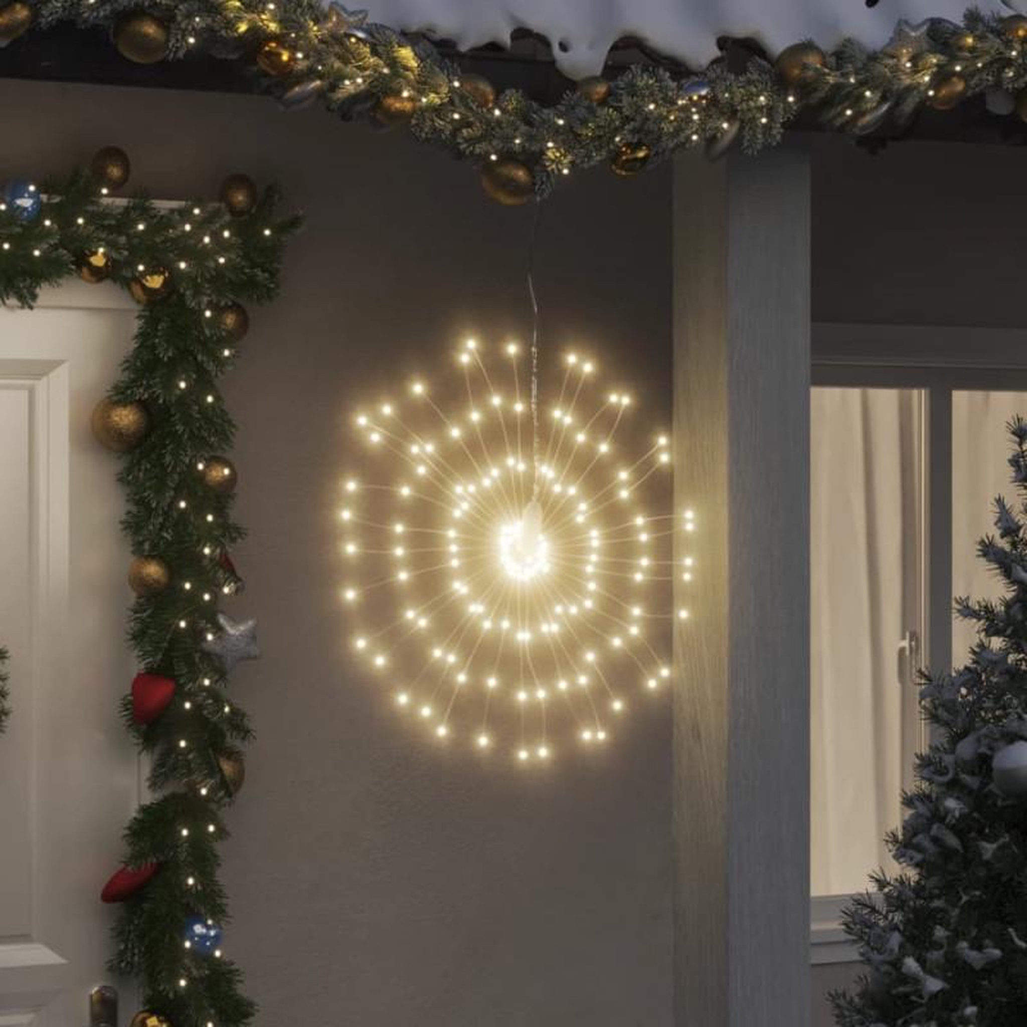 Voir la diapositive 1 : VIDAXL Étoile rayonnante de Noël 140 LED 8 pcs blanc chaud 17 cm