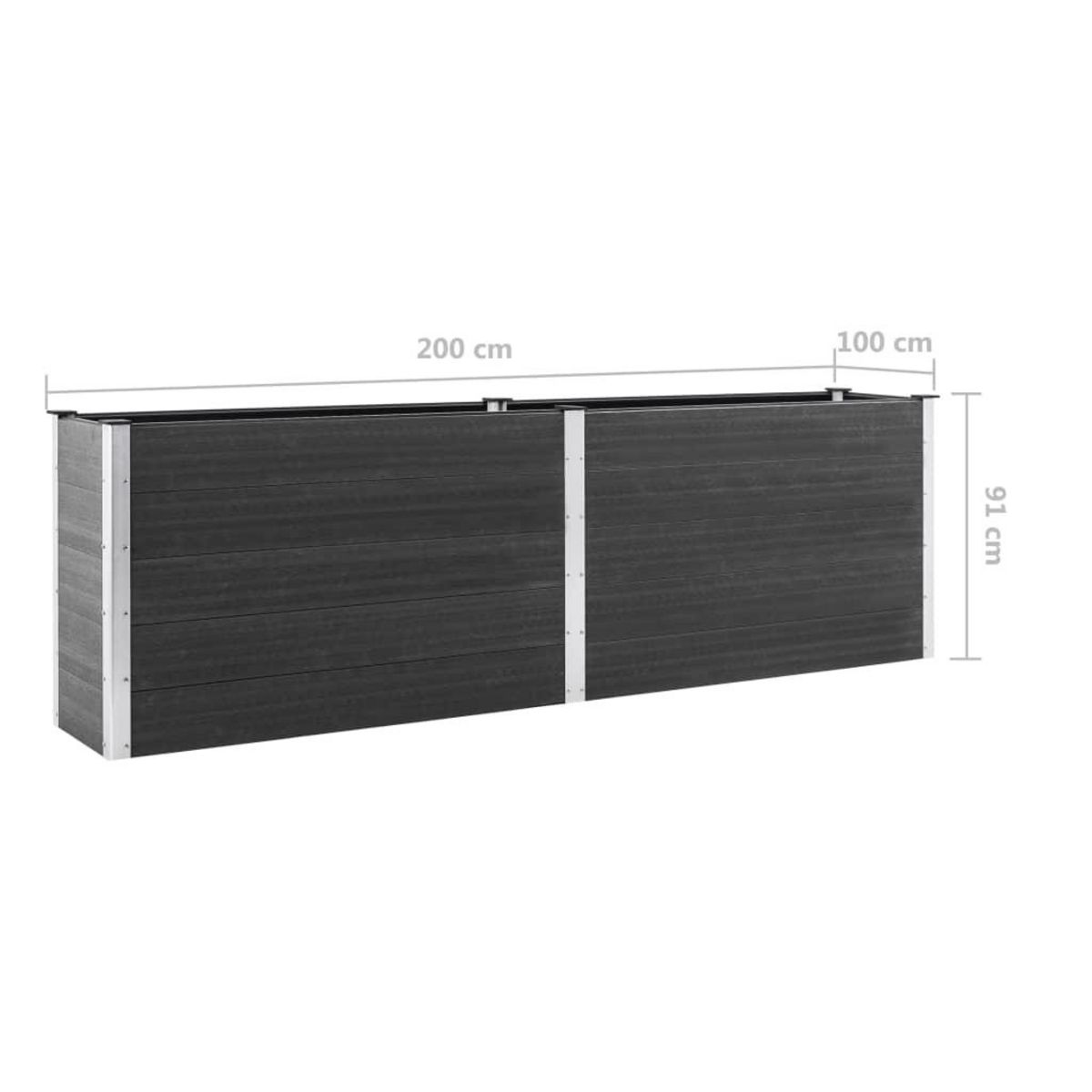 VIDAXL Lit sureleve de jardin 200x100x91 cm WPC Gris